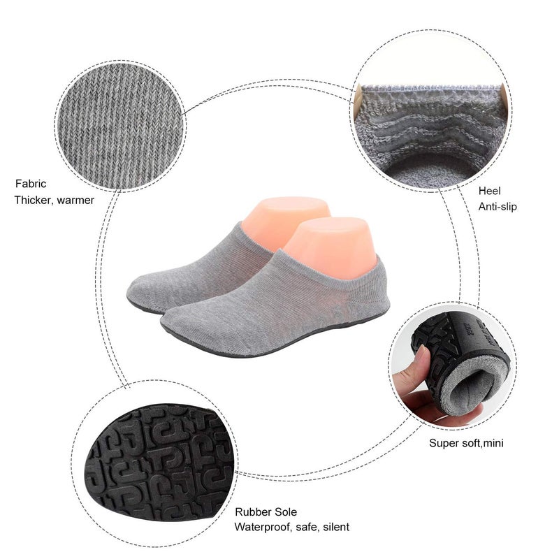AIYUE Womens Slipper Socks Cozy Indoor Socks Winter Warm Thicken Floor Socks With Grippers,Size:4-9.5 (Medium(23.5cm/4-5.5in), Thin Grey) - Image 2
